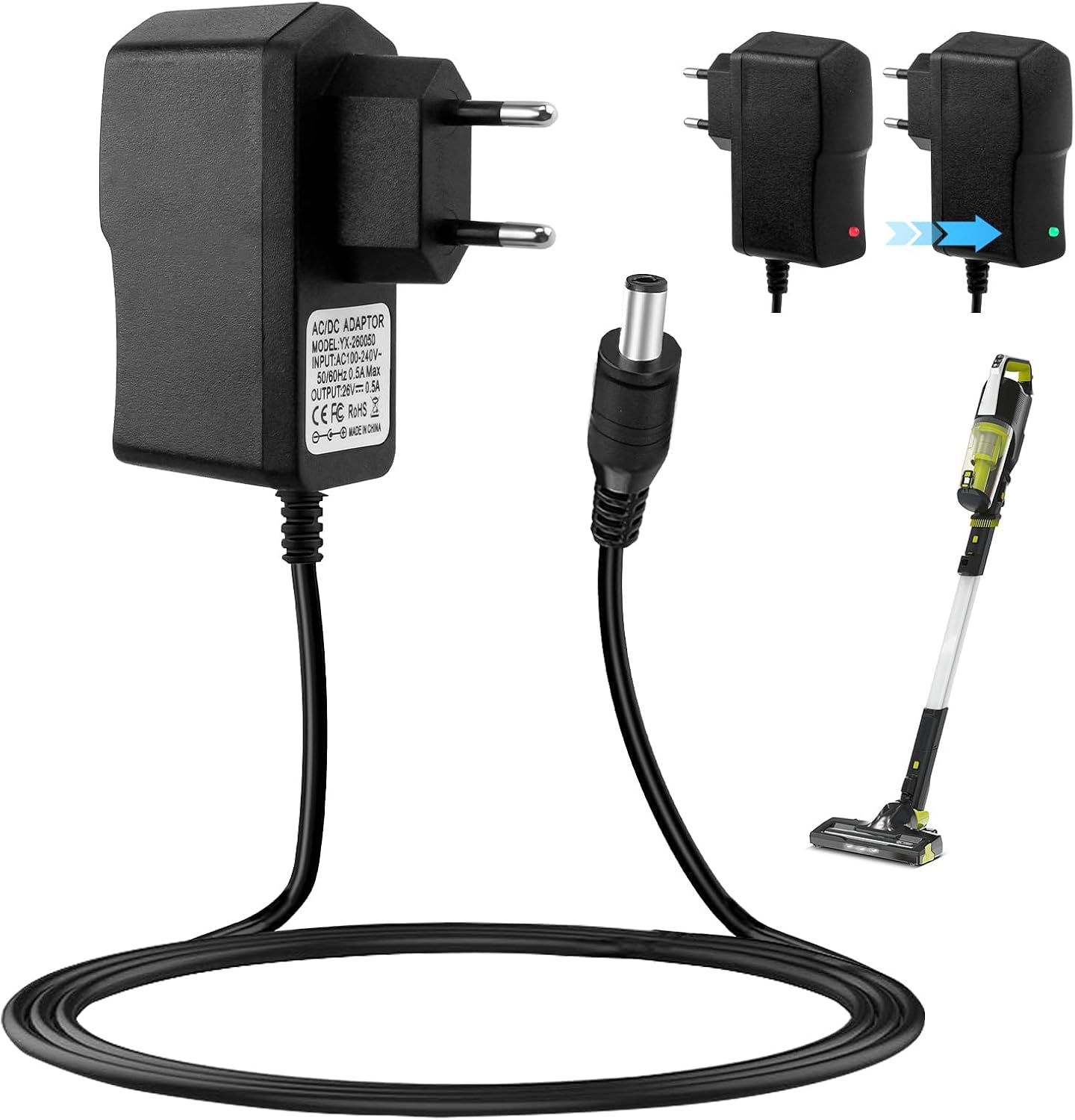 26v 500ma Ladegerät Für Hoover H-free 100, 200, 300, 500, 700, 800 Akku-staubsauger – Netzteil Für Hf122rh, Hf122gpt, Hf522npw, Hf522sfp, Fd22l, Fd22g