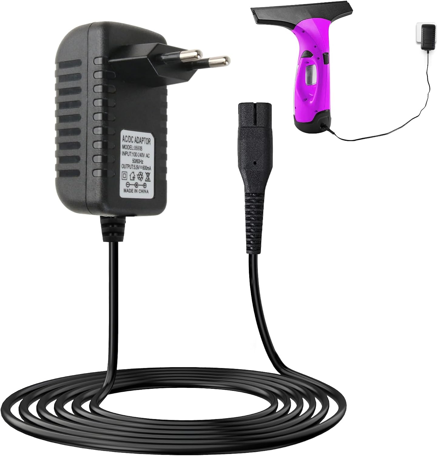 5,5-v-ladegerät Für Kärcher Glasreiniger, Kompatibel Mit Wv2, Wv5 Premium, Wv6, Wv60, Wv70, Wv75, Wv60 Plus Und Wv75 Plus, Netzadapter Kompatibel Mit Kärcher Fensterreiniger, Kabellänge 1,5 M, 600 Ma
