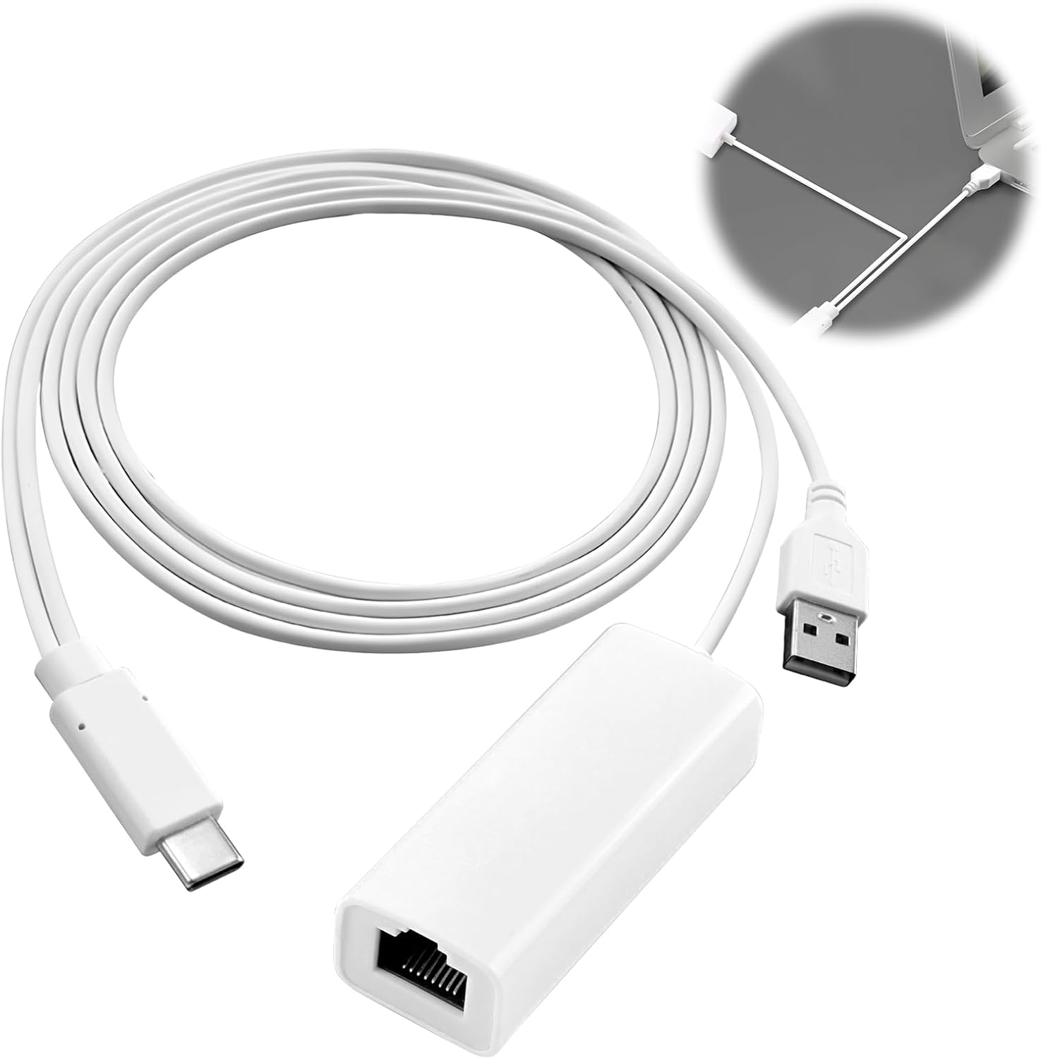 Usb-ethernet-adapter 1 Gbit/s Usb-c Auf Rj45, Kabelgebundener Netzwerkadapter Mit Usb 2.0-kabel Zur Stromversorgung, Stabiler Lan-netzwerkadapter, Plug & Play, Hohe Kompatibilität