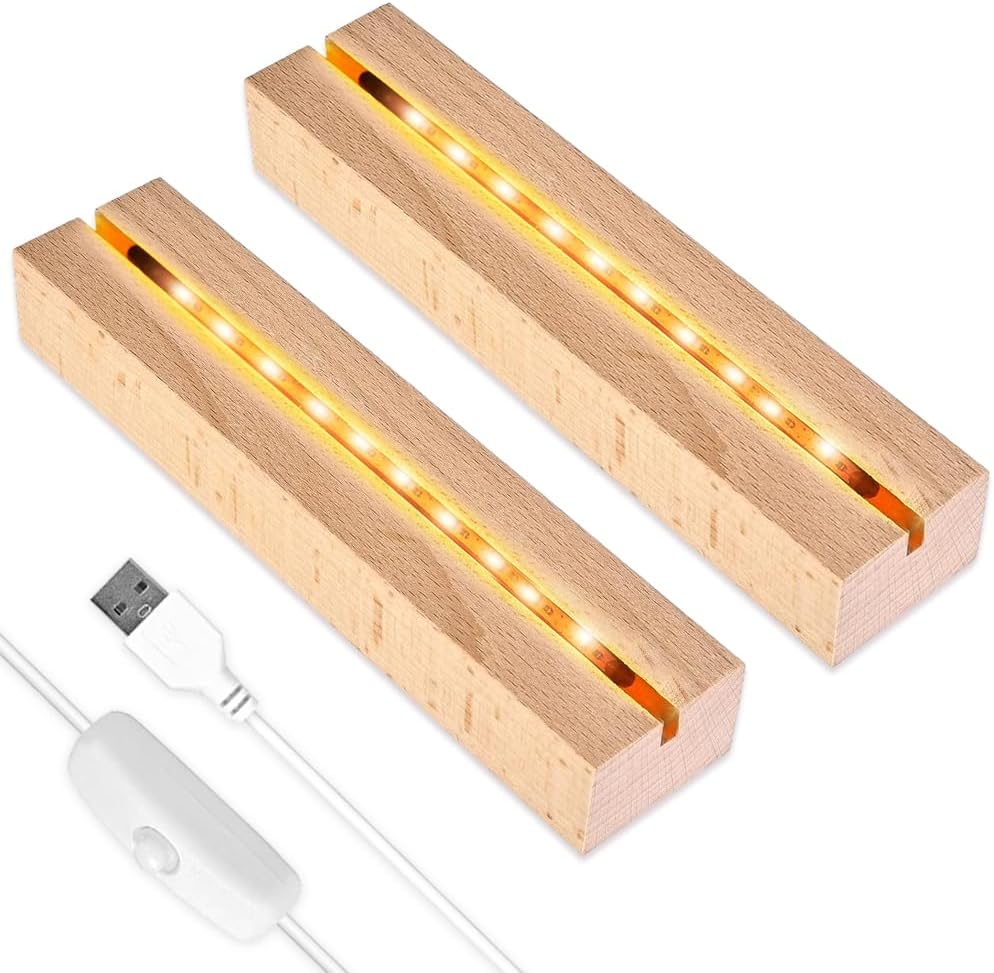 Led-lichtsockel, 2-teiliger Led-lichtsockel Aus Holz, Rechteckiger, Usb-betriebener Lichtsockel, Für Diy-projekte Mit Acryl, Harz, Glas, Kristall, Kunst Und Dekoration