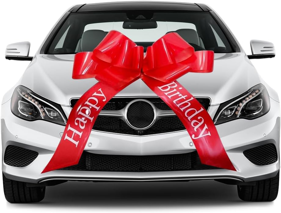 Große Rote Schleife Fürs Auto, Auto-jubiläum, Riesen-geschenkschleife Für Hochzeiten, Fahrradschleife Mit Saugnapf, Schleifen Für Autos Und Geschenkverpackungen, Für Partys (alles Gute Zum Geburtstag)
