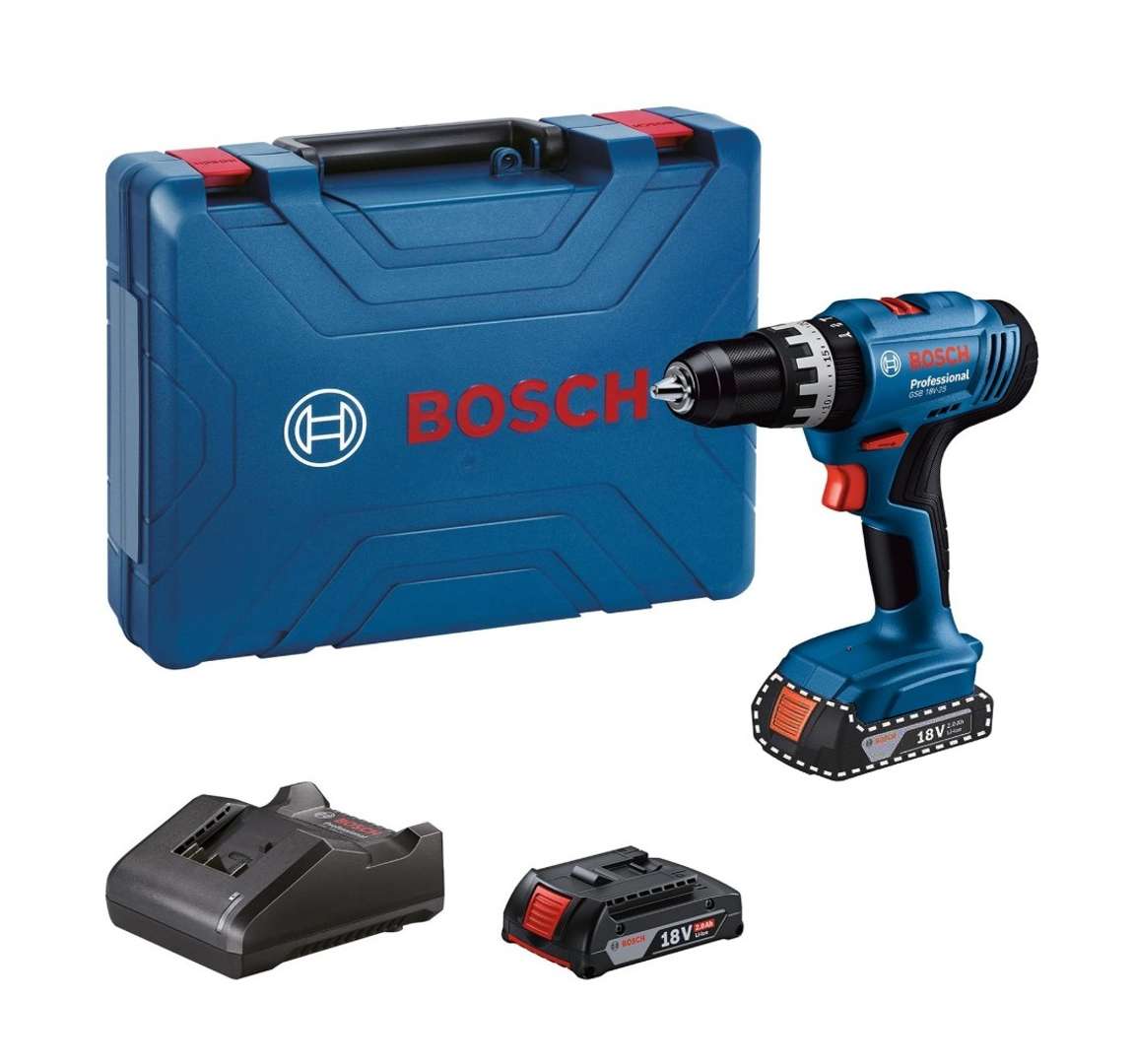 Bosch - 18v Akku-schlagbohrschrauber Gsb 18v-25, 2x Akku 2,0 Ah Li-ion, Ladegerät 06019k9308