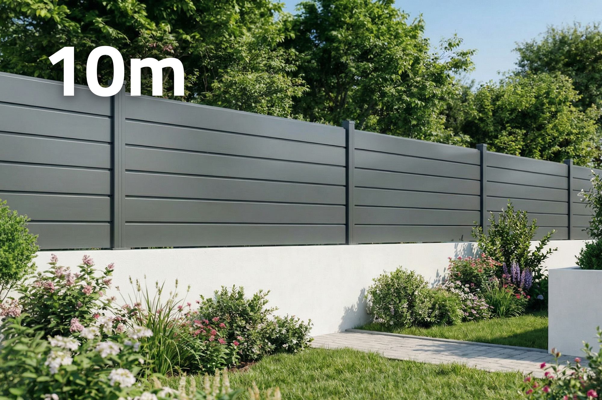 Aluminiumzaun Lamellen 10m Vano Höhe 90cm Grau