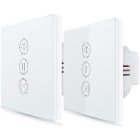 Pair ２x Interrupteur Volet Roulant Connecté, Ouverture Réglable, Commutateur Rideau Stores Wifi, Compatible Avec Alexa Google Home Pour Commande Vocale, Minuterie Intelligent Moteur Mural