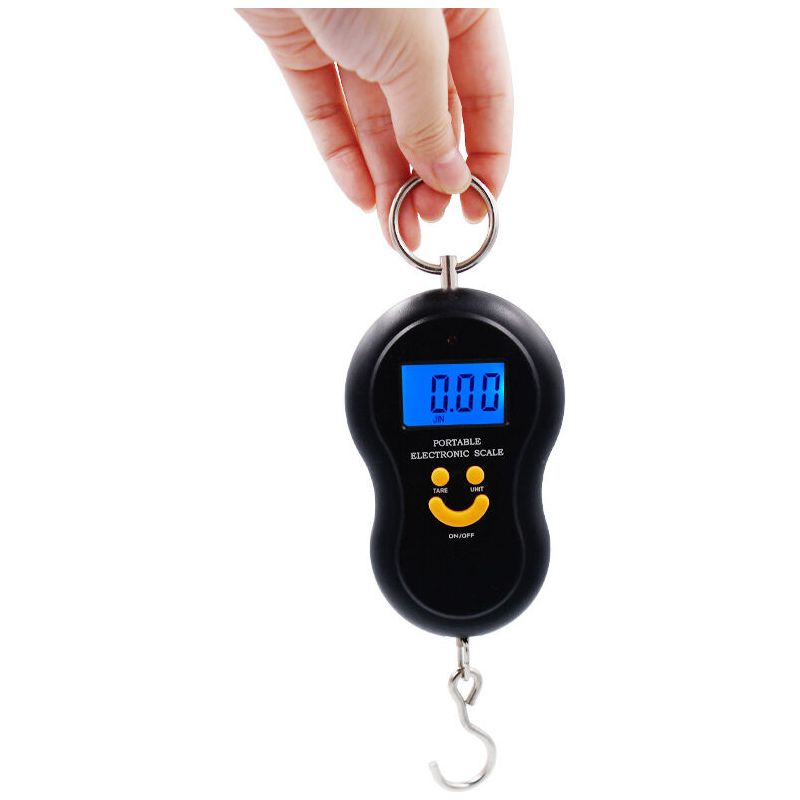 Gepäckwaage, Angelwaage, Hängewaage, Angelwaage, Elektronische Waage, Maximale Tragkraft 50 Kg, Kofferwaage, Reisewaage, Heimgebrauch, Schwarz