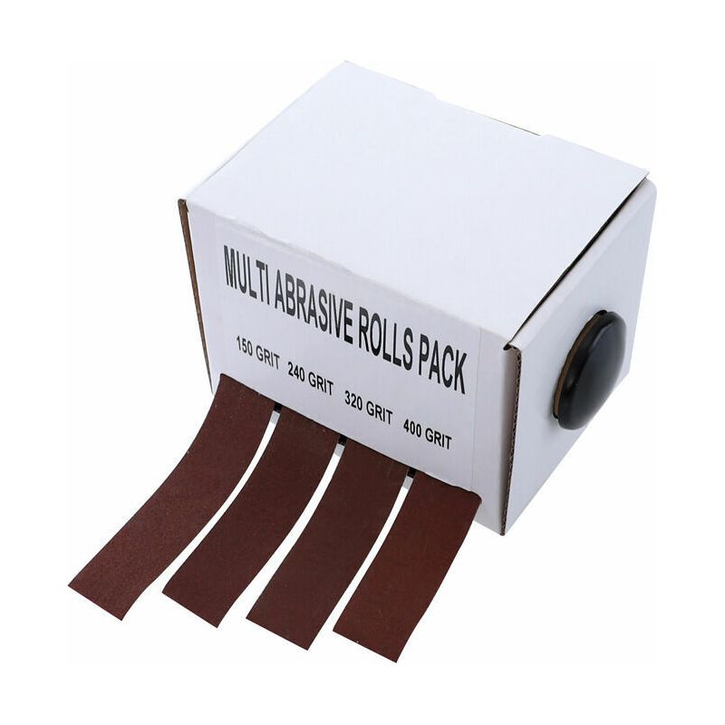 Packung Mit Mehrkomponenten-schleifpapierrollen, Körnung 150, 240, 320, 400 Mit Spender, Verschiebbarer Schmirgelleinenrolle, Schleifband Für Metall, Glas, Holzbearbeitung (25 Mm X 6 M)