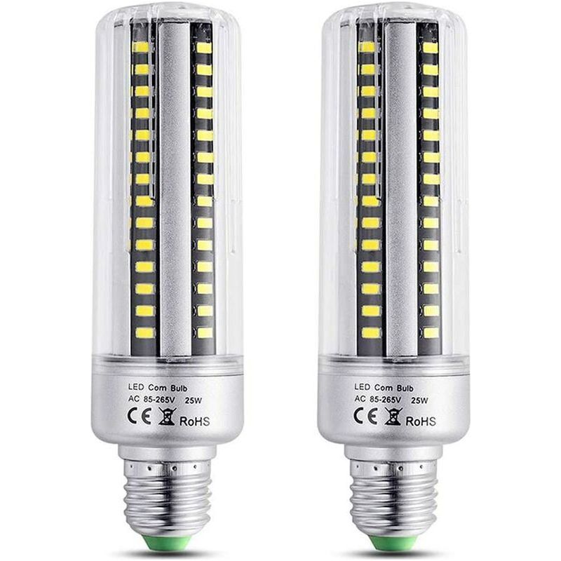 E27 25w Led-lampe, Kaltweiß 6000k, Hohe Helligkeit 2500lm, Entspricht Einer 200w Halogenlampe, Nicht Dimmbar, E27 Maiskolben-led-lampe Für Deckenleuchten, 2er-pack [energieklasse A+]