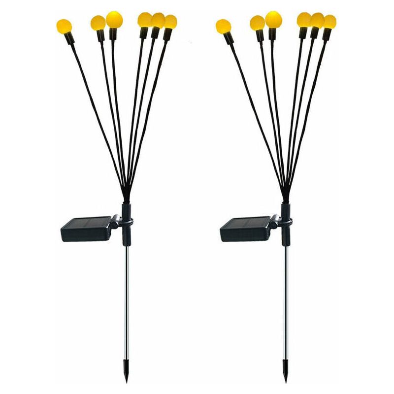 Set Aus 2 Solarleuchten Mit Je Sechs Köpfen, Solar-glühwürmchen, Intelligenter Lichtsteuerung, Wasserdichtem Erdungsstecker Für Den Außenbereich, Stimmungsvolle Gartendekoration (warmweiß, Batteriefac