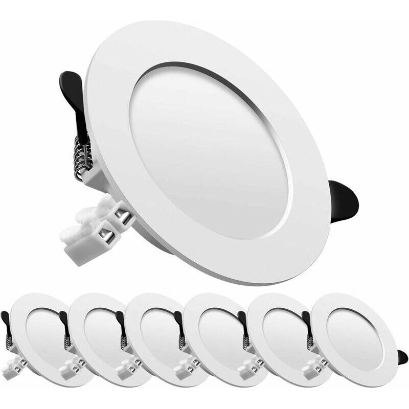 Led-einbaustrahler, Extra Flach, Runde Deckenleuchte, 7 W, 700 Lumen (entspricht 70 W Glühlampe), Ac 175–265 V, Warmweiß, Für Bad, Wohnzimmer, 6er-pack [energieeffizienzklasse]