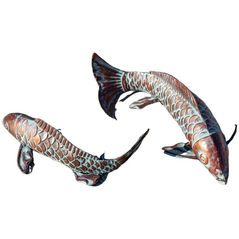 Set Mit 2 Koi-fisch-skulpturen Für Den Außenbereich, Statuendekoration, Gartenkunst Aus Metallbronze, Für Terrasse, Hof, Rasen, Teich Und Als Heimdekoration