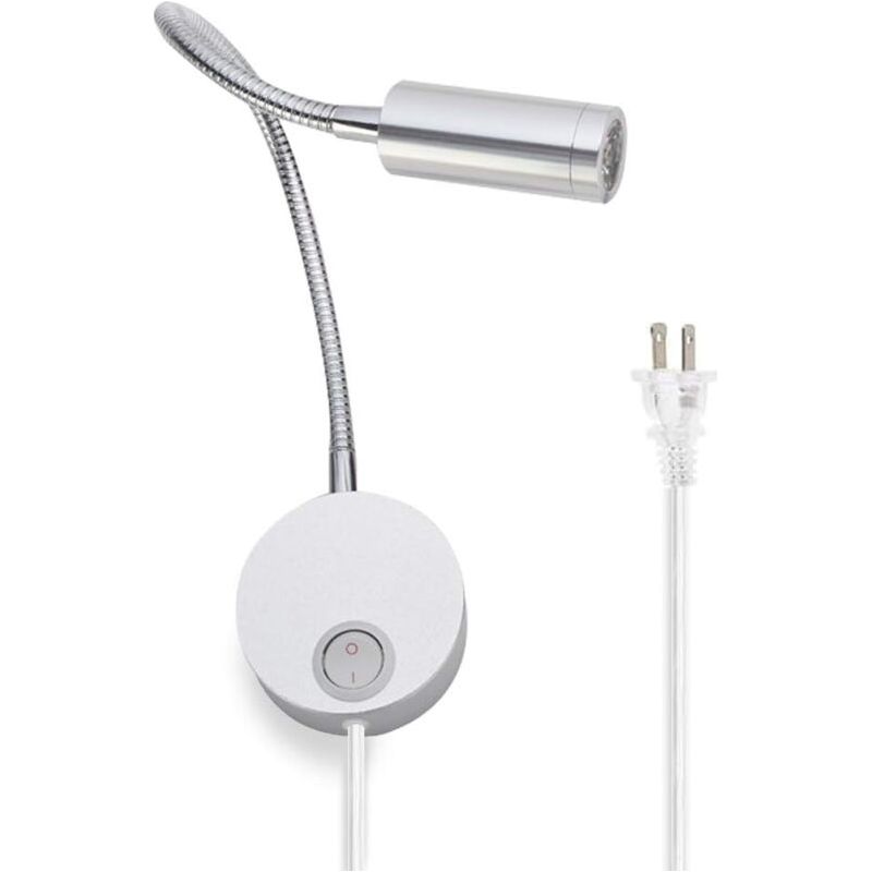 Lysed Leselampe Zum Lesen Im Bett, Nachtlicht, Wandleselampe, Flexible Led-wandlampe, Leselampe Mit Schalter Und Netzkabel (3w, Warmweiß)