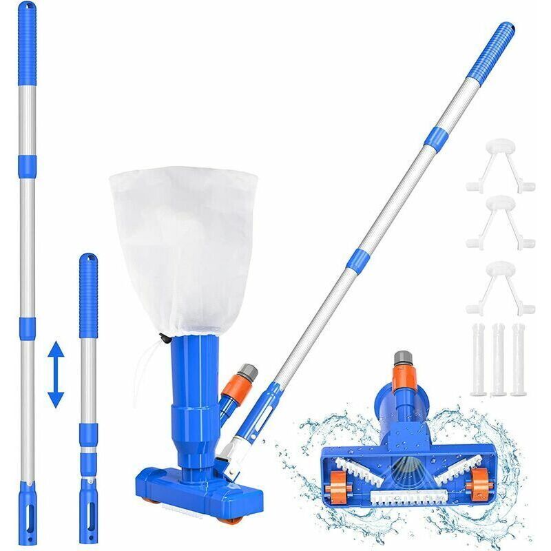 Verbessertes Pool-staubsauger-set, Tragbarer Pool-staubsauger Mit Bürste, Laubsack Und 40-zoll-stange, Ideal Für Aufstell- Und Aufblasbare Pools, Whirlpools, Teiche Und Springbrunnen
