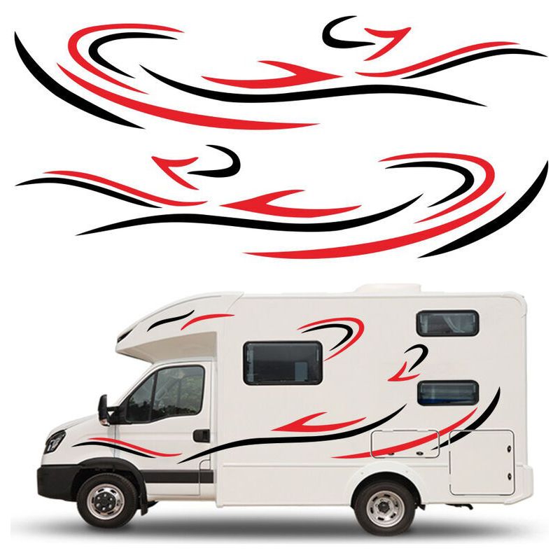 Rote Lkw-seitenaufkleber Für Wohnmobile, Wohnwagen, Reisemobile, Autokarosserie