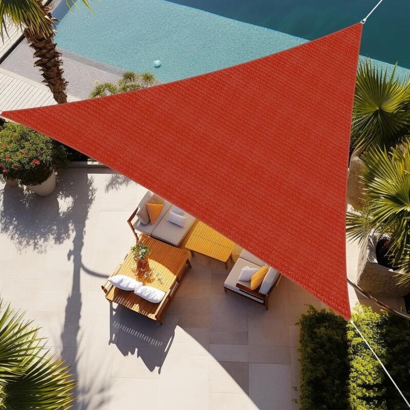 Uv-sonnensegel - 3,6 X 3,6 X 3,6 M Hdpe Dreieck-sonnenschutz - Garten-balkon-sonnensegel [rot]