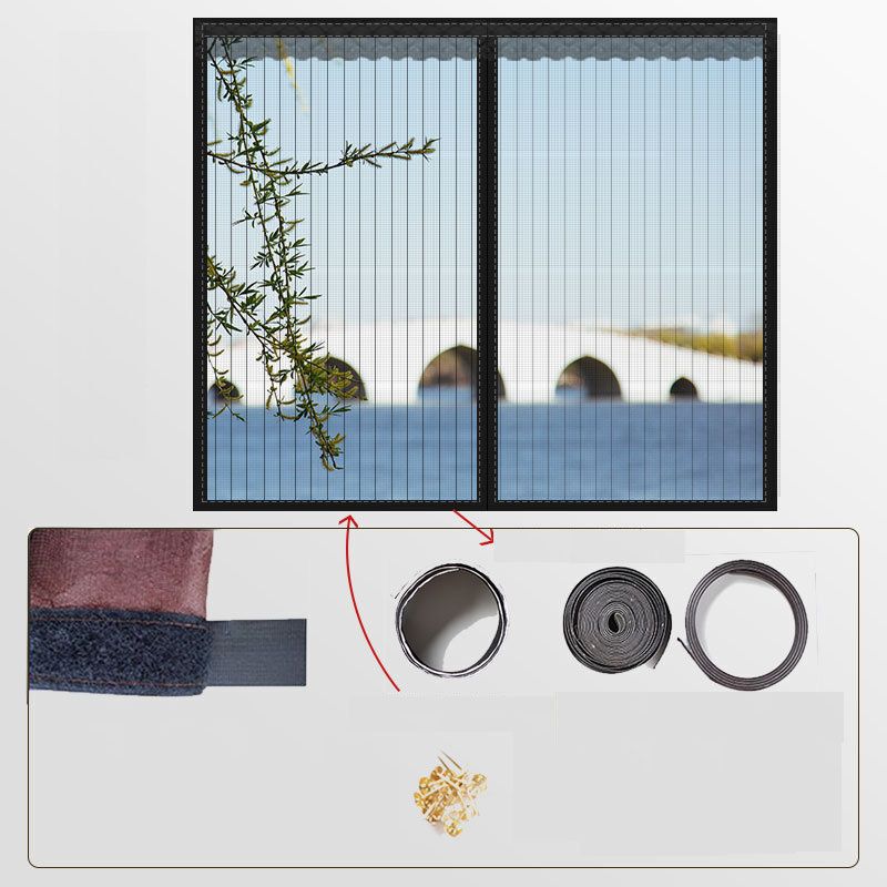 Zuschneidbares Fenster-moskitonetz Mit Selbstklebenden Streifen, Ultrafeines Netzgewebe, Kein Bohren Erforderlich, Schwarz Gestreifte Mappe, 130 X 150 Cm