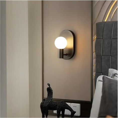 Appliques Murales En Verre Couleur Cuivre Moderne, Idéales Pour Les Chambres, Les Couloirs Et Les Salles À Manger. / Noir / Lumière Blanc Chaud