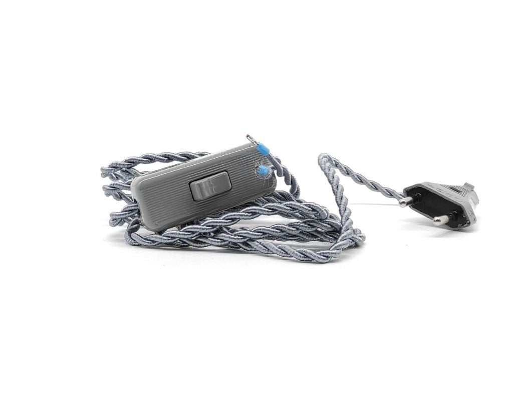 Twisted-kabel Mit Schalter Und Stecker Grau