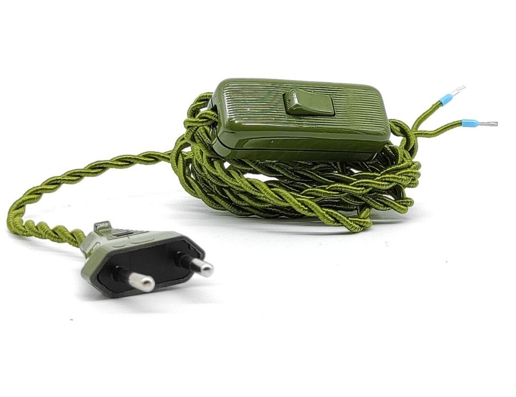 Twisted-kabel Mit Schalter Und Stecker Grün