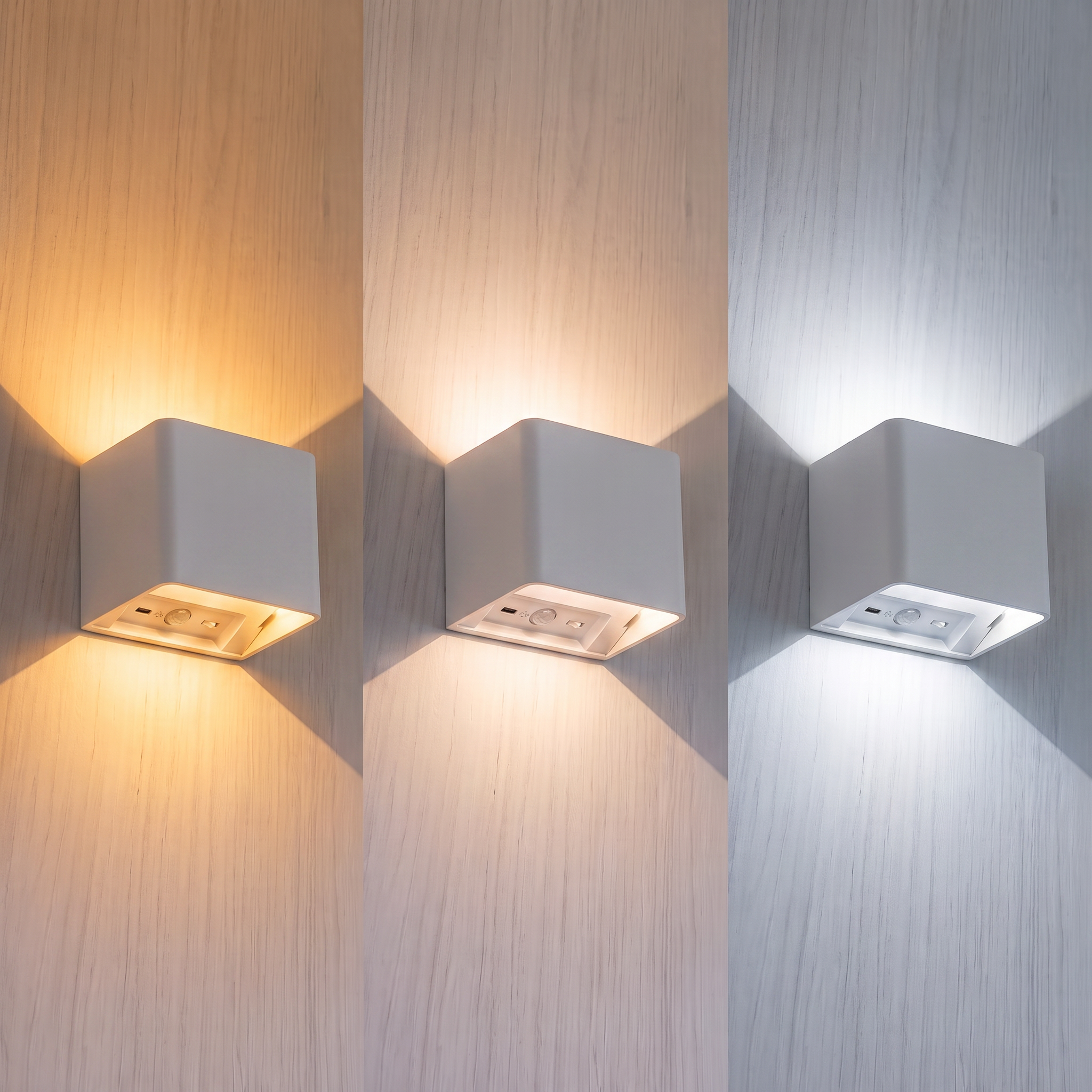 Weiße Kabellose Led-wandleuchte, Usb-aufladbar, Mit Farbwechsel Und Sensor