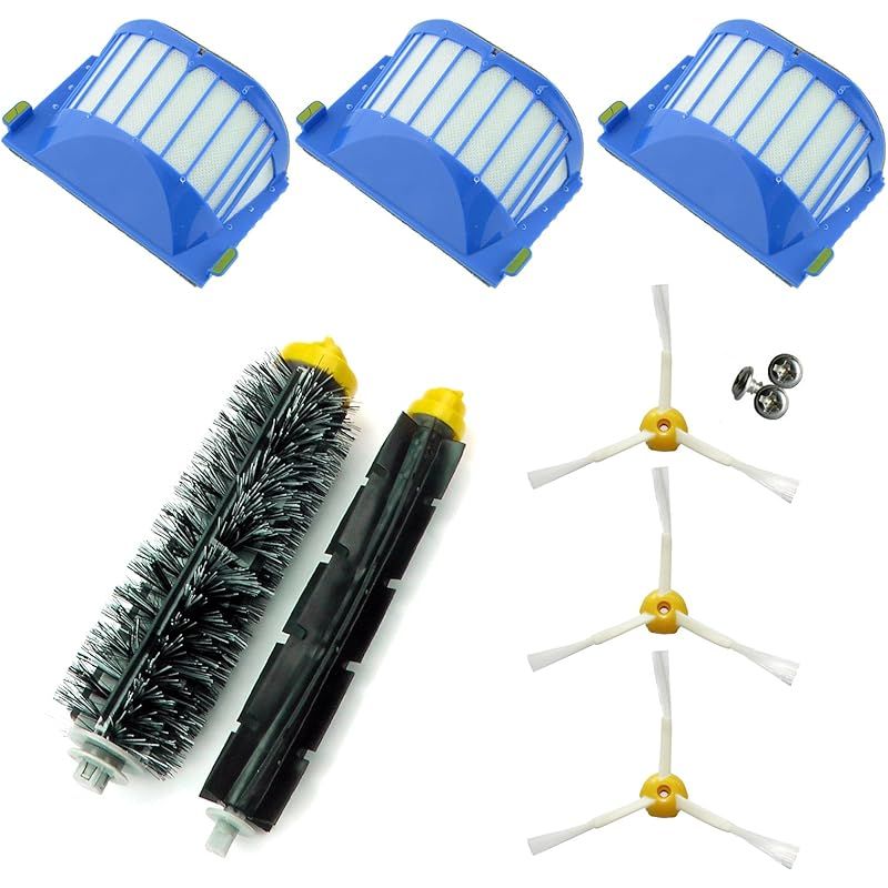 Ersatzteilset Für Die Vorderkante Des Roomba 600/610/620/621/630/650/651/655/660/661/pet Saugroboters Mit 3 Aerovac-filtern, 3 Dreifachklingenbürsten, 1 Hauptbürste, 1 Hauptwalze Und Zubehör