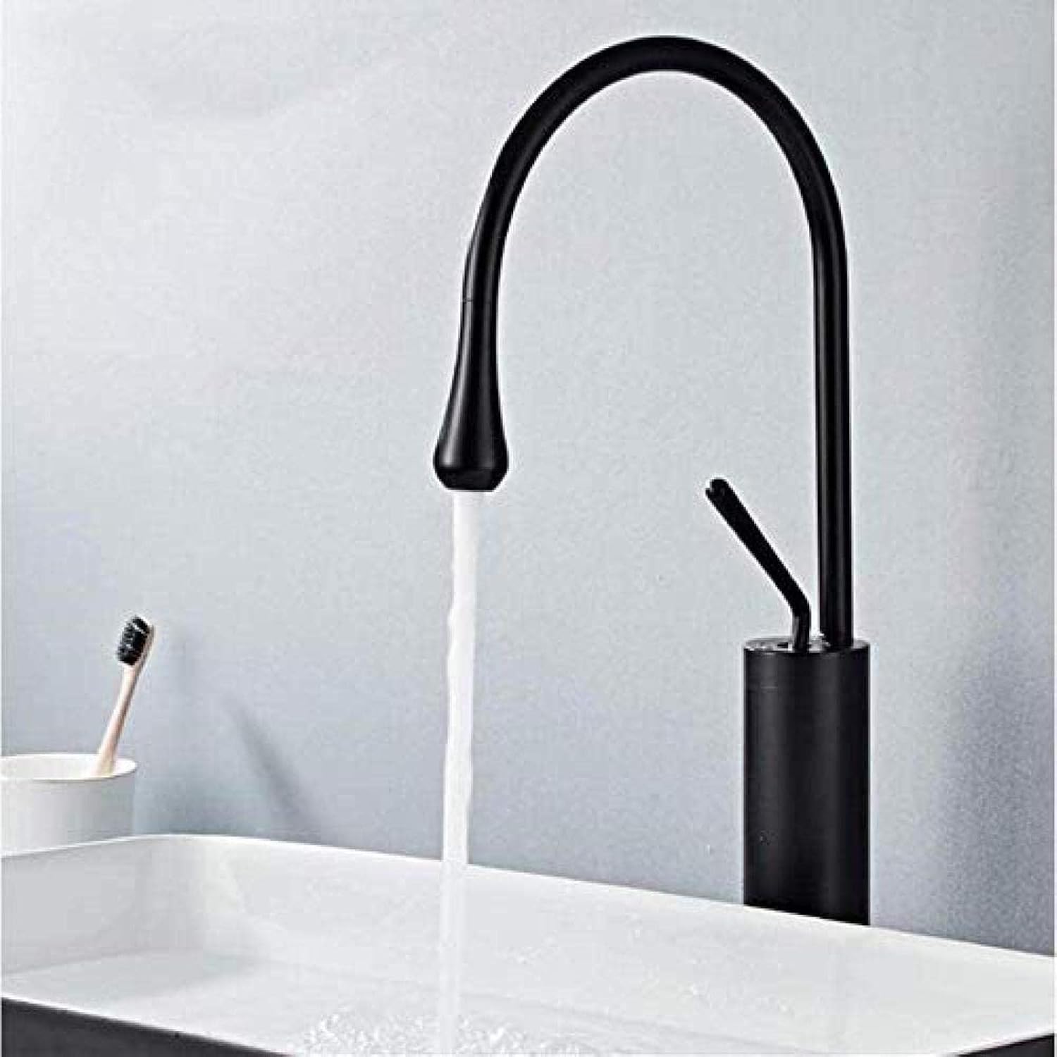 Waschbeckenarmatur In Gebürstetem Gold Mit Wasserfall-design – Einhebelmischer Mit Warm- Und Kaltwasseranschluss – Korrosionsbeständiges Messing – Einfache Montage