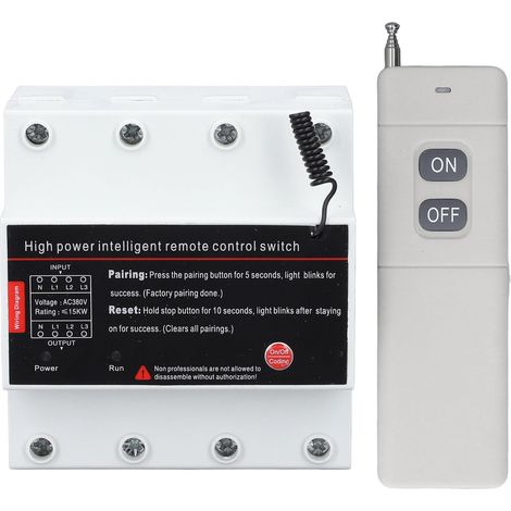 Garryfizh Interrupteur Télécommandé 3 Phases, Portée 3km Pour Moteur, Pompe, Porte De Garage, Intelligent, Ac380v