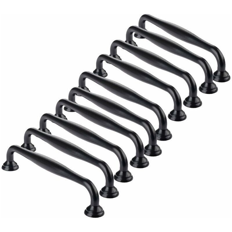 10 Türgriffe, 128 Mm Lochabstand, Schwarz, Für Küchenschränke, Schubladen, Schlafzimmer