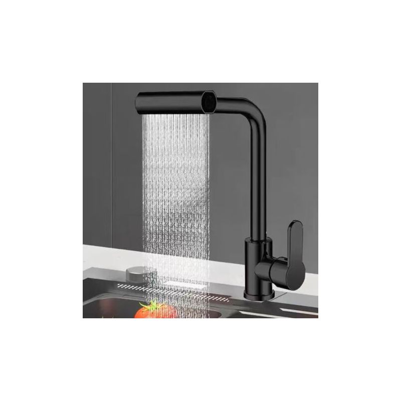 Sabir Ausziehbare Wasserfall-küchenarmatur, 360° Drehbarer Küchenmischer Mit Ausziehbrause, 4 Strahlarten, Warm- Und Kaltwasserfunktion (schwarz)