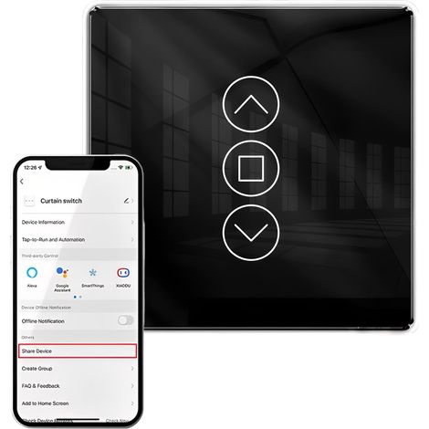 Minuterie Intelligente Pour Volet Roulant Avec Fonction Pourcentage : Interrupteur Tactile Arc 2,5d Smart Wifi, Interrupteur De Volet Roulant Alexa/google Commande Vocale Nécessite Un