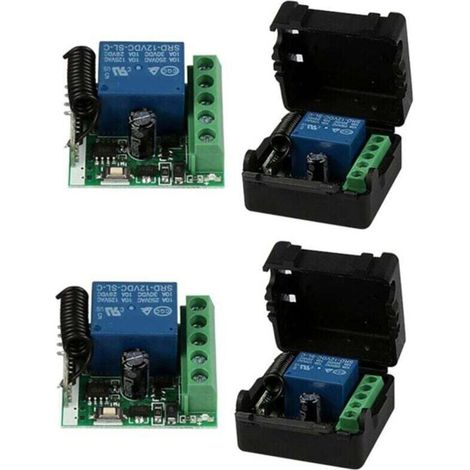 Bardusch-lot De 2 Relais Télécommande Sans Fil Universelle 12v 1 Canal 433mhz Récepteur Émetteur Bouton Diy