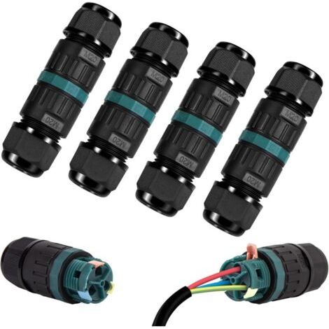 Qorva Ip68 Wasserdichte Anschlussdose – 4er-pack 2-wege-außensteckverbinder, Wasserdichte Domino-anschlussdose Für Die Außenverkabelung Von Erdkabeln Mit 9 Bis 12 Mm Durchmesser
