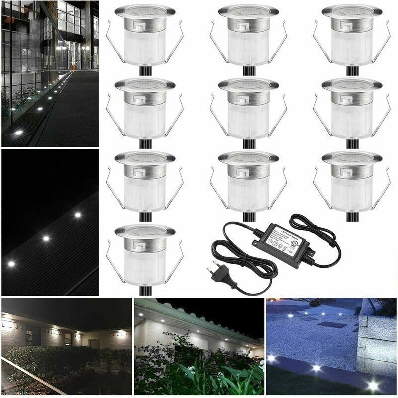 Set Mit 10 Mini-led-strahlern Ø18 Mm, Einbauleuchten Aus Edelstahl Für Terrassen- Und Deckenbeleuchtung, Ip67 Wasserdicht, Dc12v, Außenbeleuchtung Für Wege, Treppen, Bühnen (kaltweiß) [klasse