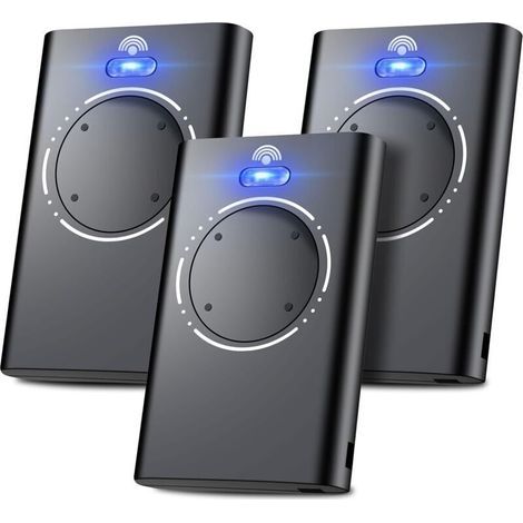 Lot De 3 Télécommandes Pour Portail, Porte De Garage, 868 Mhz, Compatible Avec Xt2 868 Slh Lr, Xt4 868 Slh Lr, 4 Canaux, Noir