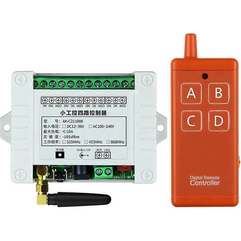 Télécommande Rf 4 Canaux 433mhz Pour Porte De Garage Et Éclairage Led, Ac 110v-220v