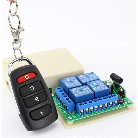 Interrupteur De Tlcommande Ac 220v 230v 2 Ch Smart 433mhz Rf Rcepteur De Relais Sans Fil Et 2 Metteurs Avec 4 Boutons, Pour Porte De Garage, Moteu