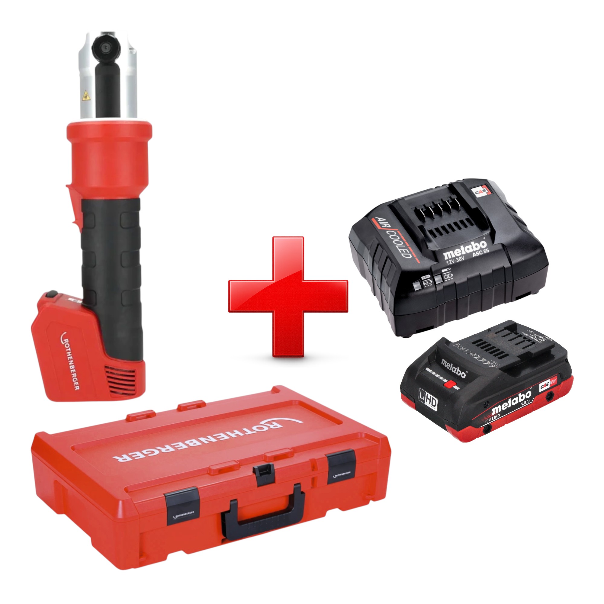Rothenberger Romax Nano Akku Pressmaschine 18 V 34 Kn Cas + 1x Lihd Akku 4,0 Ah + Ladegerät + Rocase