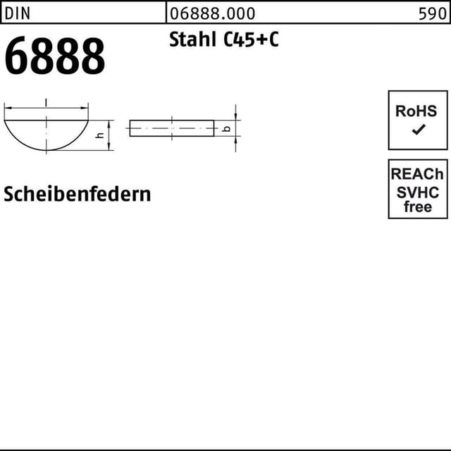 Scheibenfedern DIN 6888 Stahl C45+C blank ø10 31,43 x 13mm