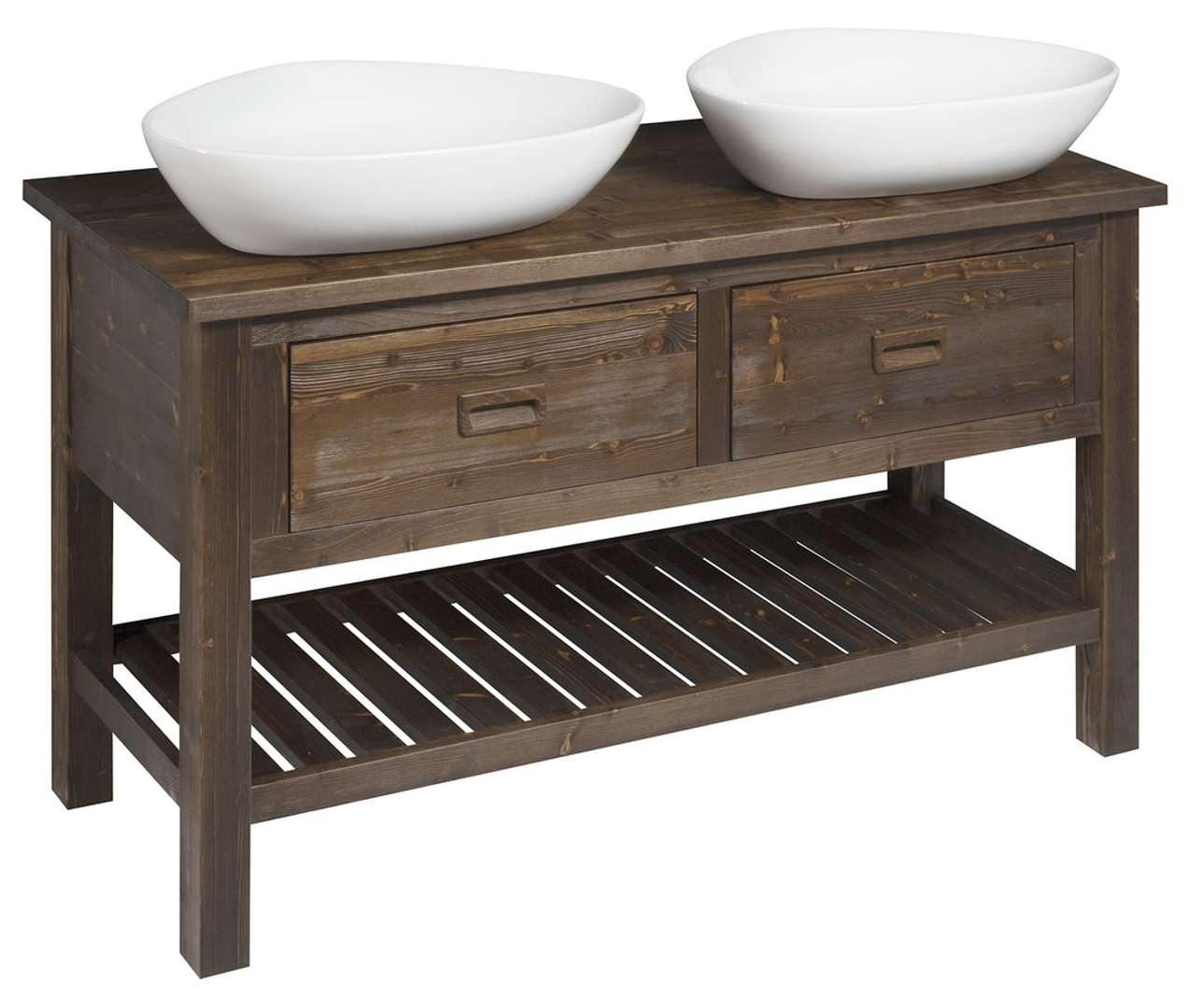 Sapho Brand - Waschtischunterschrank 130x73x50 Cm, 2 Schubladen, Gebeizter Fichte Ba131s