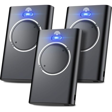 Lot De 3 Telecommande Portail, Telecommande Porte De Garage, Telecommande 868mhz, Compatible Avec Xt2 868 Slh Lr, Xt4 868 Slh Lr, 2 Canaux Noir