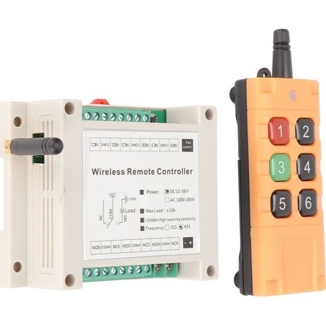 Télécommande 6 Canaux 433mhz Pour Commande De Portail Et Fenêtres Électriques, Relais Industriel 12‑36v
