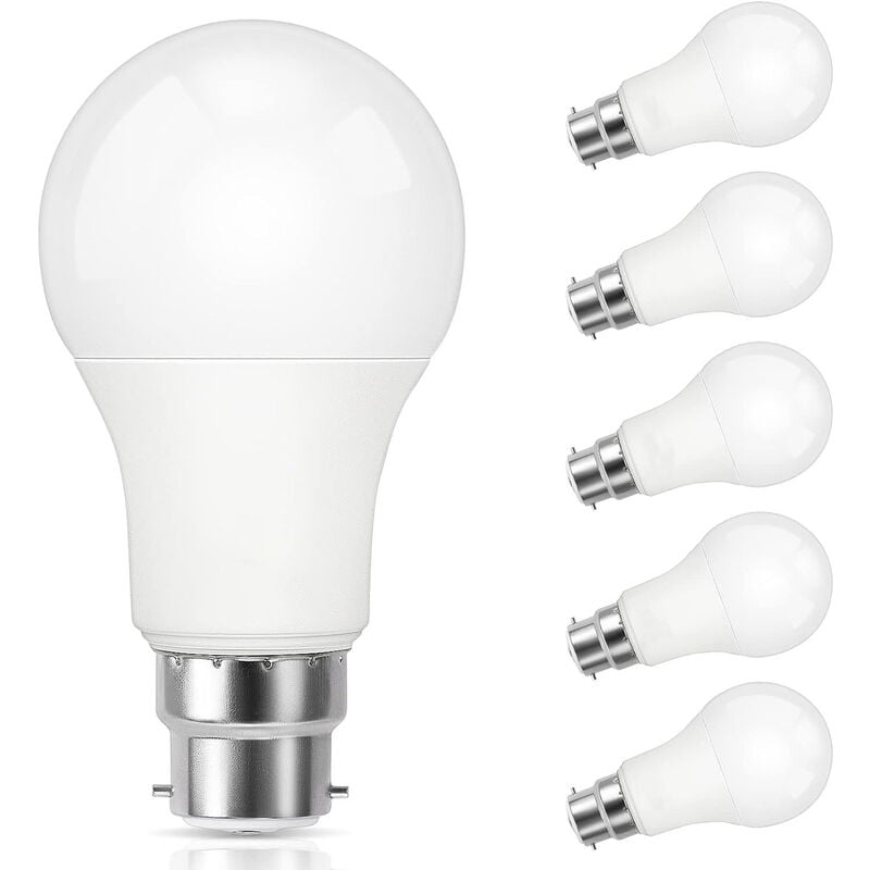 B22-led-glühbirne, 9 W Bajonettsockel, Entspricht 60 W Halogen, Kaltweiß 5000 K, 800 Lm, Cri 90, Nicht Dimmbar, Standard-b22-led-glühbirne Mit Bajonettsockel Für Die Beleuchtung Zu Hause, 6er-pack