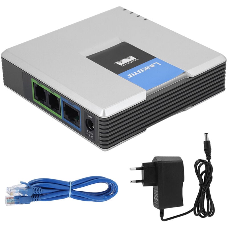 Voip-gateway, 2-port-internet-telefonadapter, Sip-protokoll V2 Mit Netzwerkkabel Für Linksys Pap2t (eu-stecker)