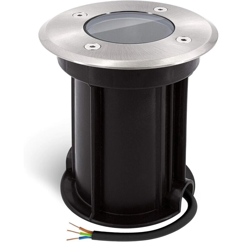 Boru Runder Bodeneinbaustrahler Für Gu10 – Gebürstetes Finish – Vorinstalliertes Ip67-kabel, Ø 110 Mm 130 Mm (glühbirne Nicht Enthalten)