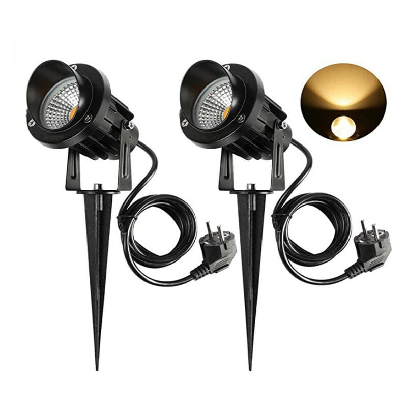 W Led-außenstrahler Mit Erdspieß, 3000 K – 3300 K, 900 Lm, Led-außenbeleuchtung Mit Erdspieß, Wasserdichte Gartenlampe, Ip65, Warmweiß, 2 Stück