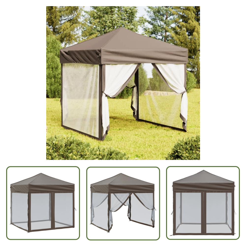 The Living Store - Partyzelt Faltbar Mit Seitenwänden Taupe 2x2 M