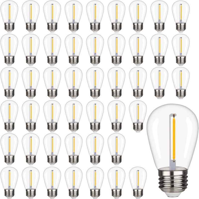 Packung Mit 48 S14 Led-lampen Für Lichterketten, 1 W, Bruchsicher Und Wasserdicht, Für Den Innen- Und Außenbereich, E26-sockel, Warmweiß 2200 K. (s14 Packung Mit 48 Stück)