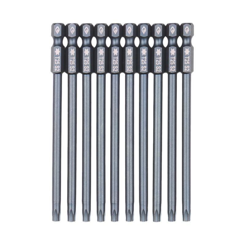Set Mit 10 Manipulationssicheren Torx-sicherheitsbits, 1/4-zoll-antrieb, S2-stahl, 10 Cm Lang, Mit Magnetischen Spitzen Für Elektroschrauber Und Handbohrmaschine.