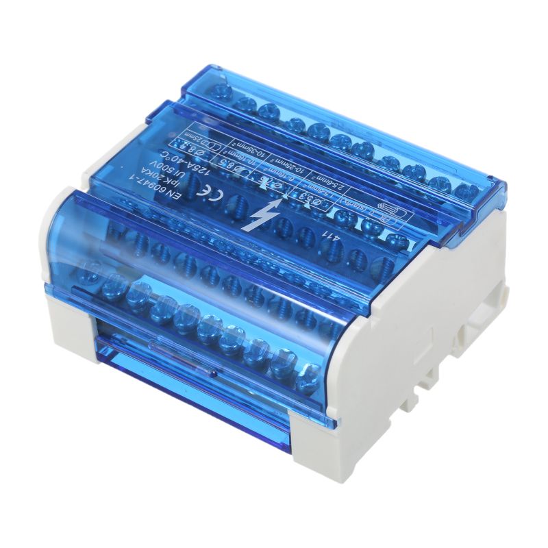 Irovami Anschlussdose – 125 A/500 V, Din-schiene, Flammwidriges Pa, Messingleiter, Mit Transparentem Deckel, Serie 207/211/215/407/411/415