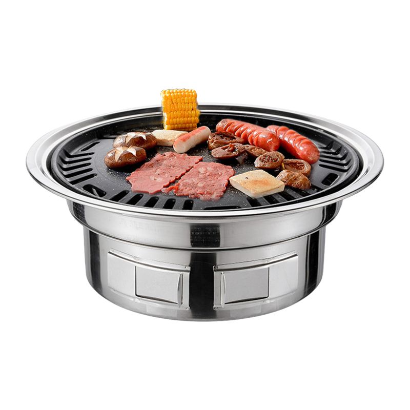 33 Cm (13 Zoll) Multifunktionaler Koreanischer Grill Mit Grillrost Und Tablett, Ideal Für Camping, Picknicks, Strand Und Grillabende.