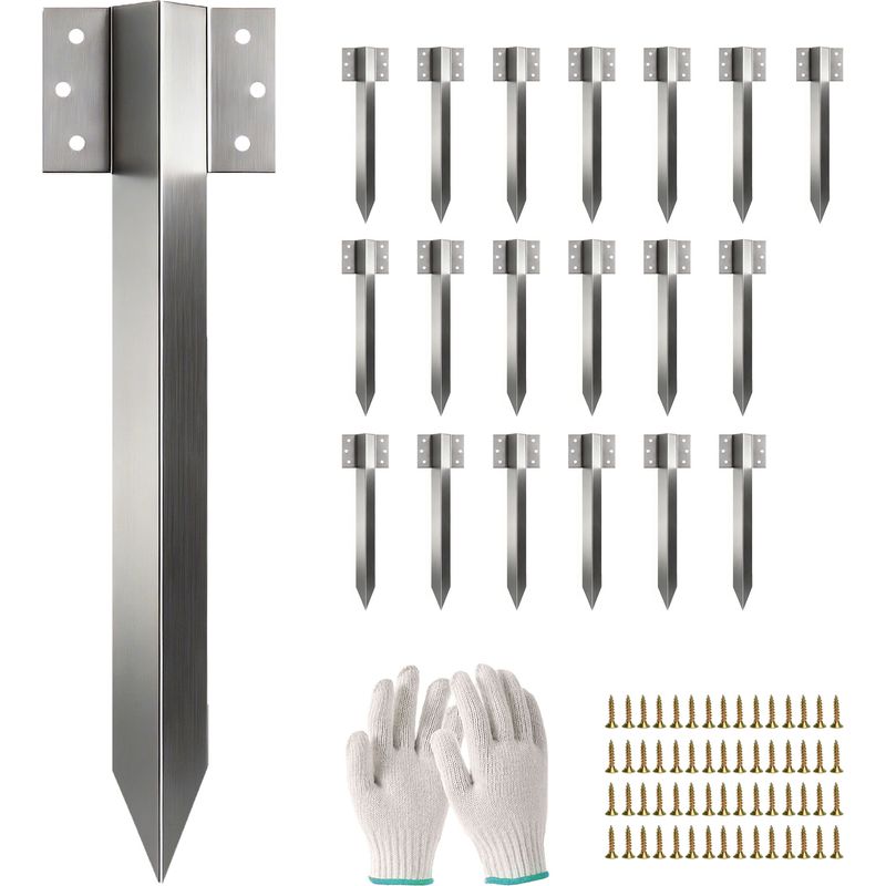 Befestigungswinkel Für 41 Cm Gartenschwellen – 20-teiliges Set Mit Schrauben Und Handschuhen, Verzinkter, Rostbeständiger Stahl